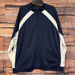 Vintage Starter Men's 3XL Navy Blue White Stripe Full Zip Track Athletic Jacket